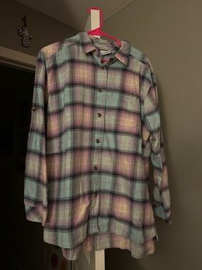 Columbia Plaid Button‑Down Shirt - Pastel Blue & Lavender